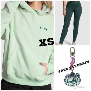 VS PINK NWT Fleece Pullover Hoodie, Relay Leggings & FREE KEYCHAIN